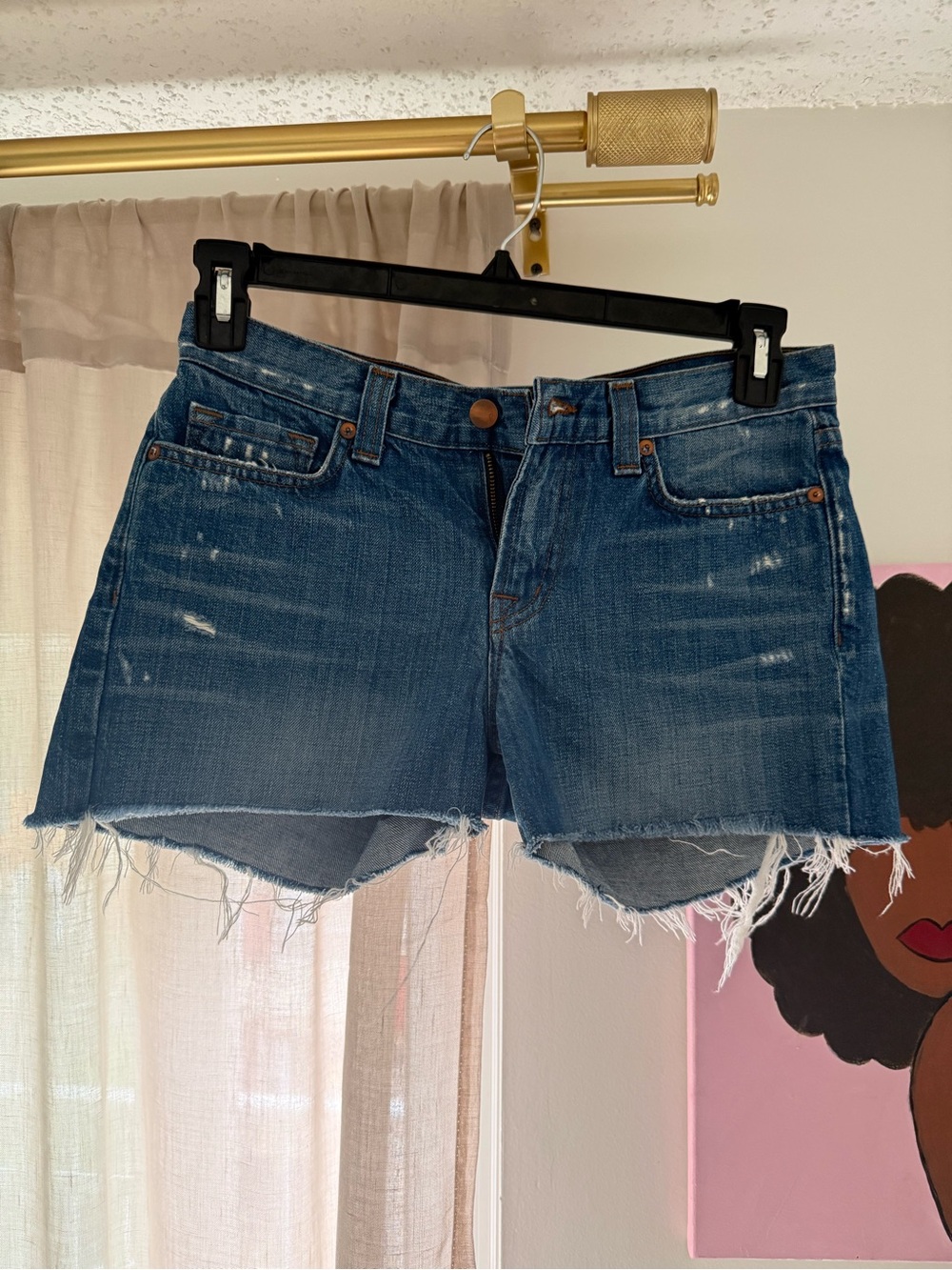 J Brand Distressed Dark Blue Denim Cutoff Shorts